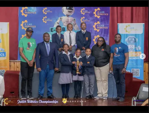 Westridge robotics champions with their trophy