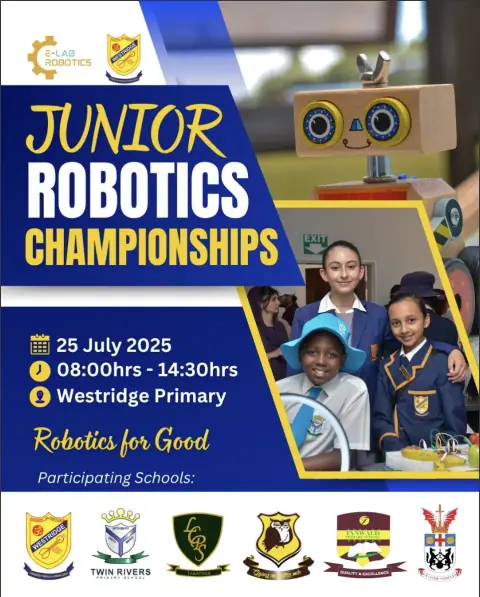 Poster for the Junior Robotics Championships hosted at Westridge